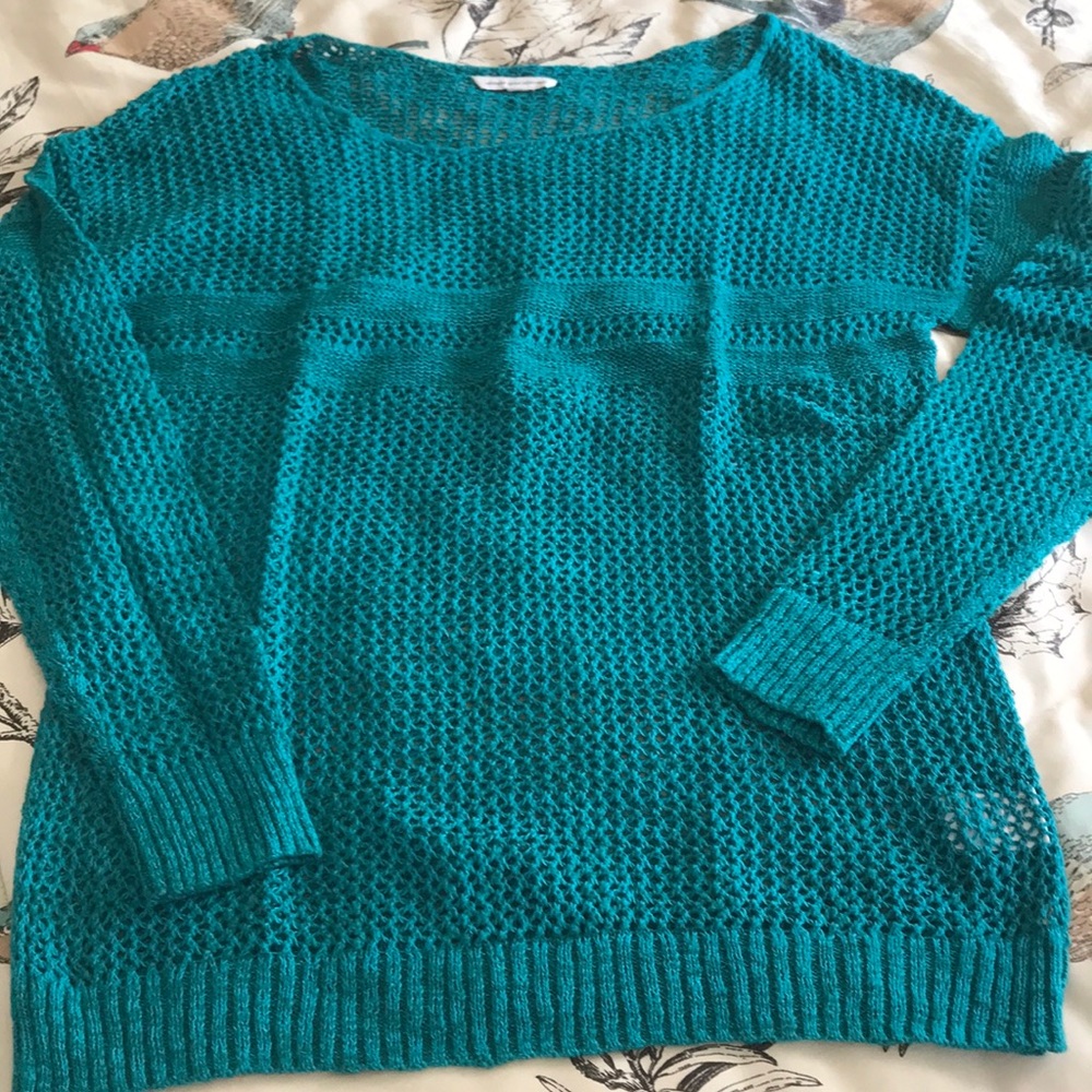 🌸BOGO FREE🌸AEO teal open weave sweater NWOT in XL